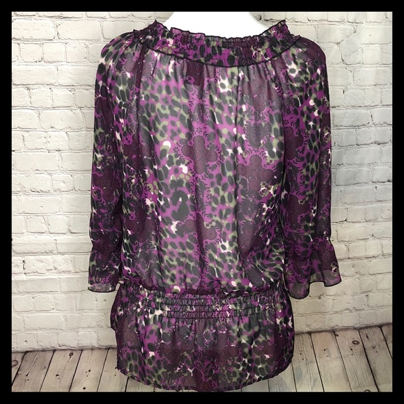 [apostrophe] semi-sheer multi-print top - Picture 2 of 3